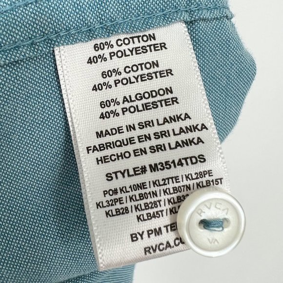 RVCA Men's Casual Button Down Shirt - Blue - Picture 6 of 7